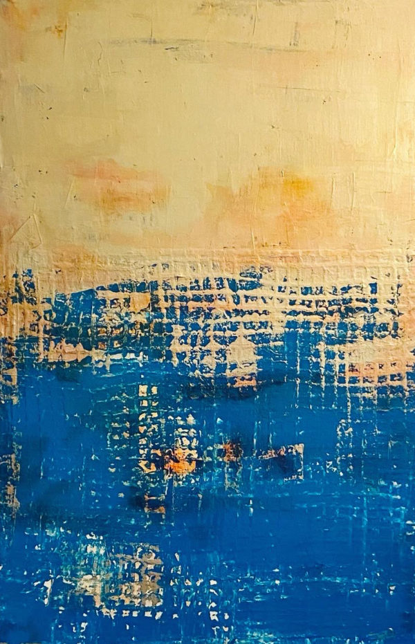 Lakeside: 24x36 deep turquoise / bronze honeycomb
